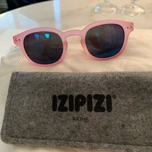 Frosted pink #C izipizi sunglasses w/ blue lenses
